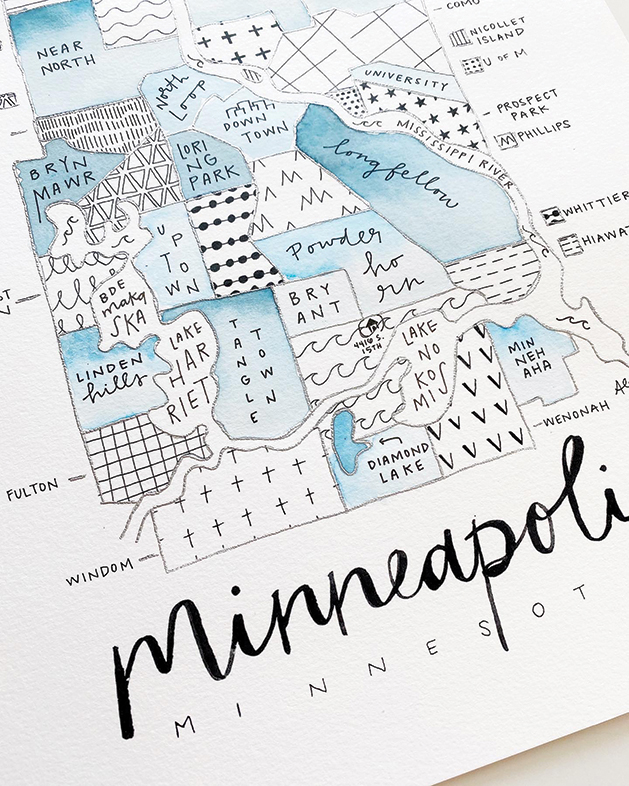 Hand Painted Saint Paul, MN Map – (BY) ALEISHA