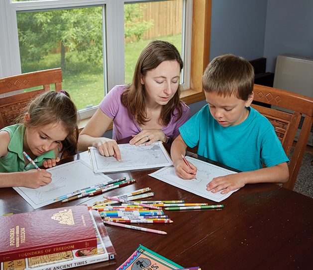 Sarah Gibson is able to incorporate her family’s religious life into their homeschool day. 