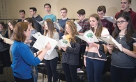 The East Ridge High School choir practices