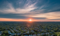 A drone shot of Woodbury from above.