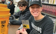 Woodbury High School Students with donated gift cards from Northern Tool + Equipment .