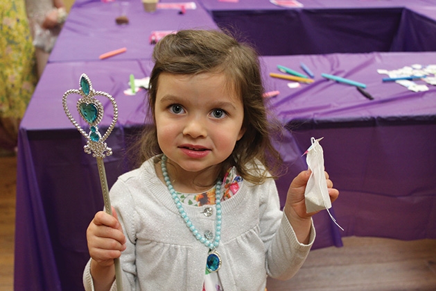 A young guest at the Woodbury Recreation spring tea party.