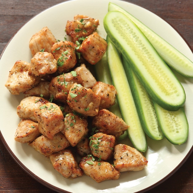 Air fried garlic Butter pork bites.