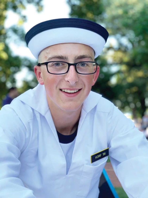 Matthew Korf in his Navy uniform.