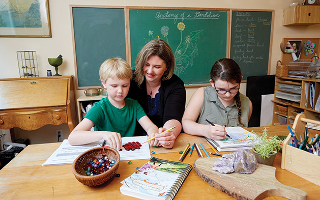 Homeschooling Amy Marotz teachers her children, who are both homeschooled. Marotz formed a nonpublic school in Minnesota to teach her and other children.