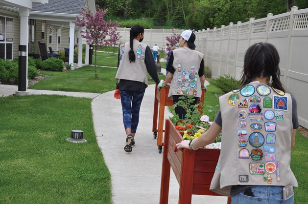 Girl Scouts Saahithi Maddukuri (14), Kiera Potvin (13) and Penelope Rippentrop (14)