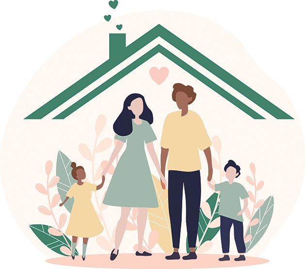 Illustration of family at home