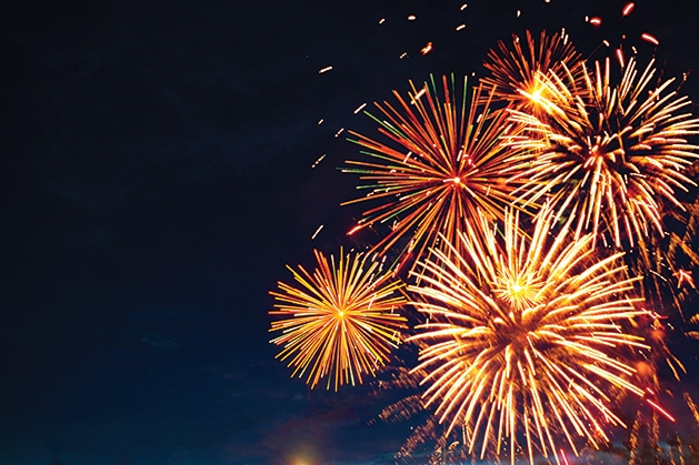 Fireworks in the sky at Woodbury's annual July 4th fireworks show.