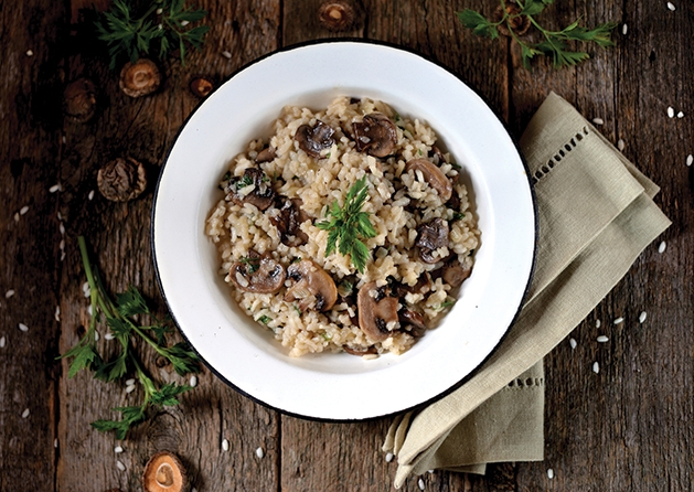 Risotto plated and garnished