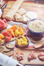 Food and drink set for a picnic in Woodbury.