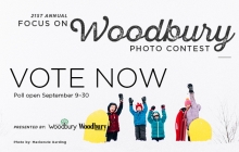 A graphic advertising voting for the 2019 Focus on Woodbury photo contest.