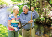 Woodbury residents Genny and Tom Burdette, well-known for their garden and interesting hobbies.