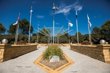 The veterans memorial in Woodbury Lions Veterans Memorial Park