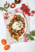 Burrata with Balsamic, Tomatoes and Basil