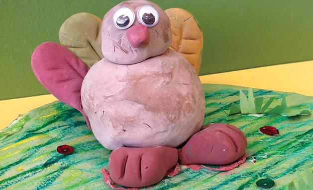 A crafty turkey made by kids at the Gobble, Gobble with Craft Party.