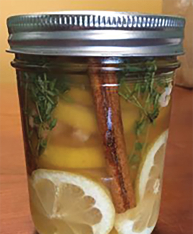 A tea to cure colds made from lemon, honey, ginger and other ingredients.