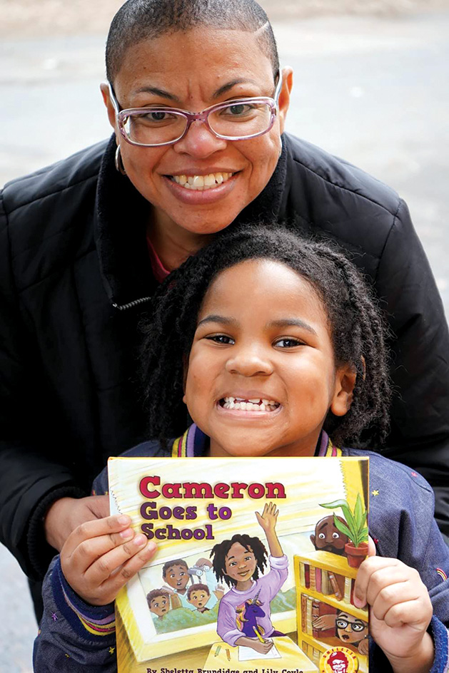 Sheletta Brundidge, her child and her book "Cameron Goes to School"