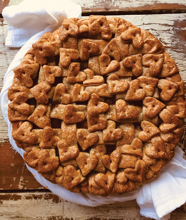 A pie with a heart crust from Heather's Pies